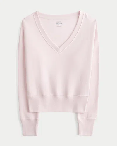Hollister Feel Good Banded V-neck Sweatshirt In Pink