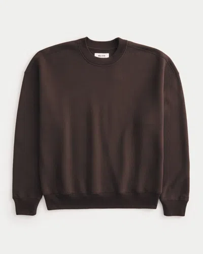 Hollister Feel Good Boxy Crew Sweatshirt In Brown