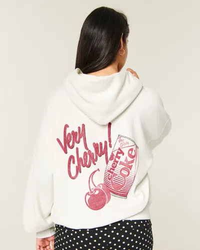 Hollister Feel Good Cherry Coke Graphic Hoodie In White