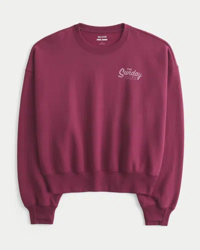 Hollister Feel Good Classic Fit Sunday Café Graphic Crew Sweatshirt In Burgundy