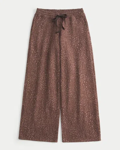 Hollister Feel Good Doe Print Baggy Sweatpants In Brown