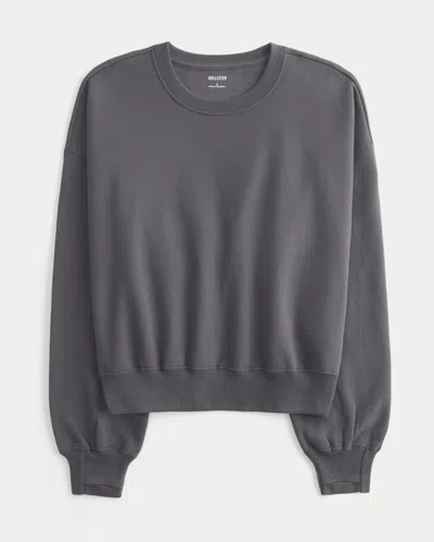 Hollister Feel Good Easy Crew Sweatshirt In Gray