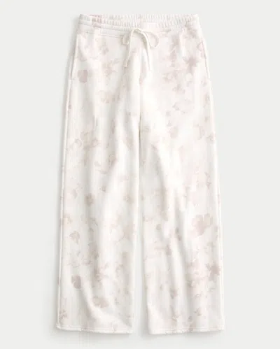 Hollister Feel Good Floral Pattern Baggy Sweatpants In White