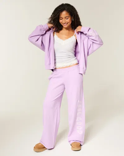 Hollister Feel Good Graphic Baggy Sweatpants In Purple