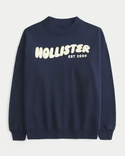 Hollister Feel Good Graphic Mock-neck Sweatshirt In Blue