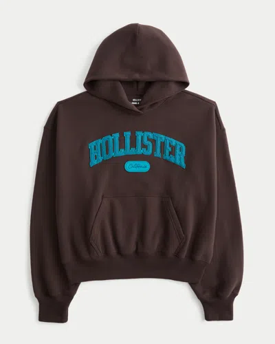 Hollister Feel Good Iconic Logo Graphic Hoodie In Espresso