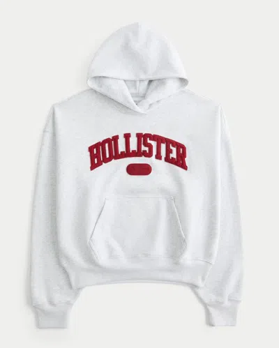 Hollister Feel Good Iconic Logo Graphic Hoodie In Heather Grey