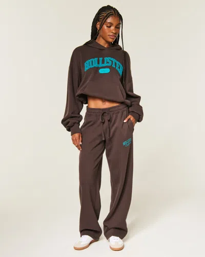 Hollister Feel Good Logo Graphic Baggy Sweatpants In Brown