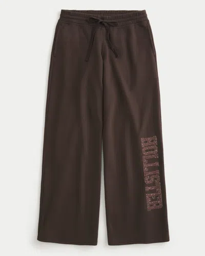 Hollister Feel Good Logo Graphic Baggy Sweatpants In Brown