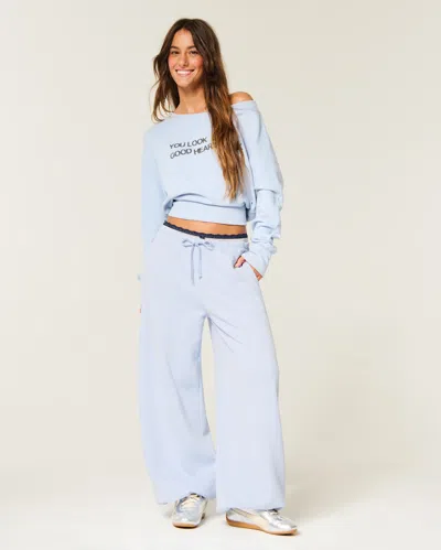Hollister Feel Good Low-rise Balloon Sweatpants In Blue