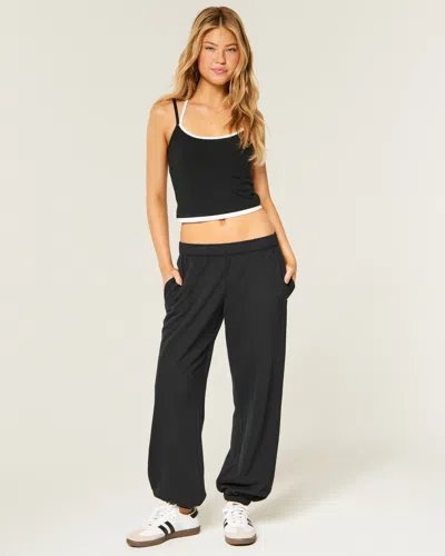 Hollister Feel Good Low-rise Fleece Joggers In Black