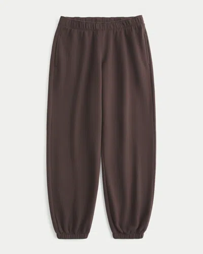 Hollister Feel Good Low-rise Fleece Joggers In Brown