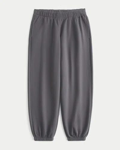 Hollister Feel Good Low-rise Fleece Joggers In Gray