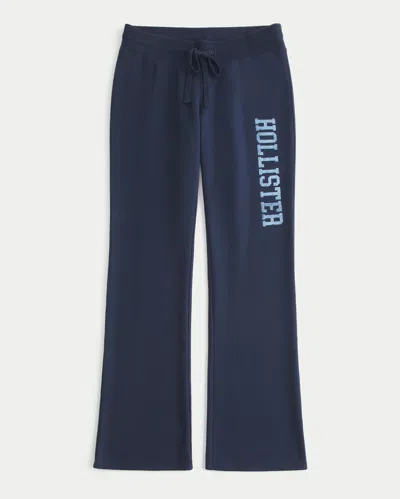 Hollister Feel Good Low-rise Logo Graphic Bootcut Sweatpants In Blue