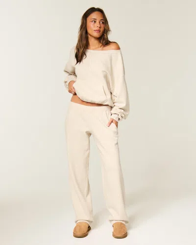 Hollister Feel Good Low-rise Tapered Baggy Sweatpants In Neutral