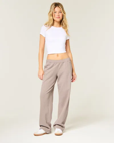 Hollister Feel Good Low-rise Tapered Baggy Sweatpants In Brown