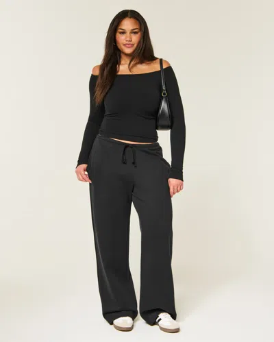 Hollister Feel Good Low-rise Wide-leg Sweatpants In Blue
