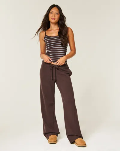 Hollister Feel Good Low-rise Wide-leg Sweatpants In Black
