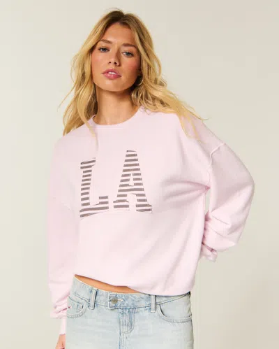 Hollister Feel Good Oversized La Graphic Crew Sweatshirt In Pink
