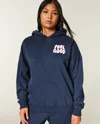 Hollister Feel Good Oversized Logo Graphic Hoodie In Blue