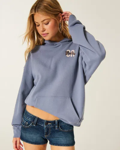 Hollister Feel Good Oversized Logo Graphic Hoodie In Gray
