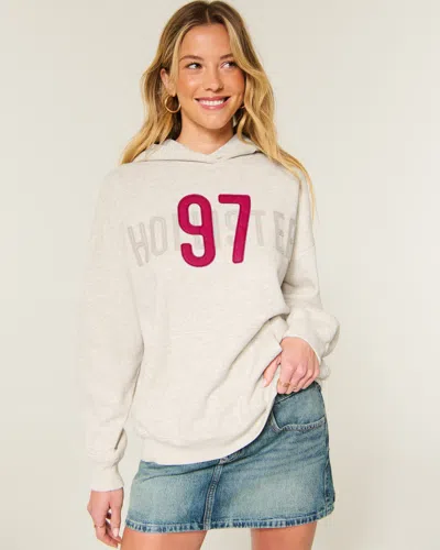 Hollister Feel Good Oversized Logo Graphic Hoodie In White
