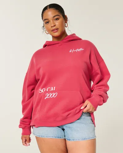Hollister Feel Good Oversized Logo Graphic Hoodie In Red