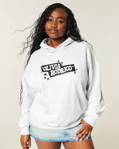 Hollister Feel Good Oversized Olivia Rodrigo Graphic Hoodie In White