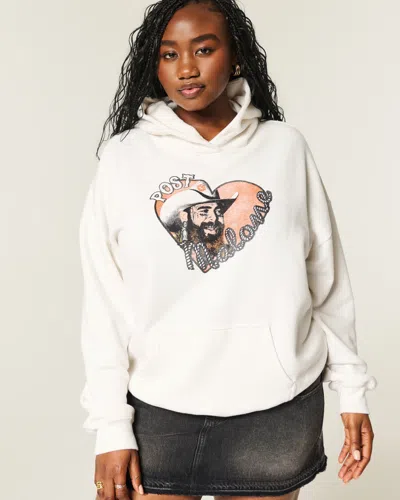 Hollister Feel Good Oversized Post Malone Graphic Hoodie In White