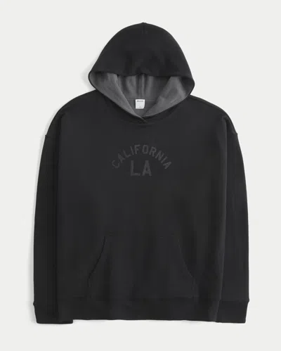 Hollister Feel Good Oversized Reversible Graphic Hoodie In Black