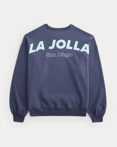 Hollister Feel Good Oversized San Francisco Graphic Crew Sweatshirt In Blue