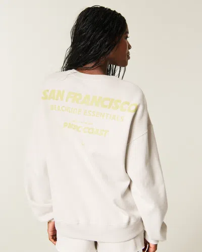 Hollister Feel Good Oversized San Francisco Graphic Crew Sweatshirt In Light Gray
