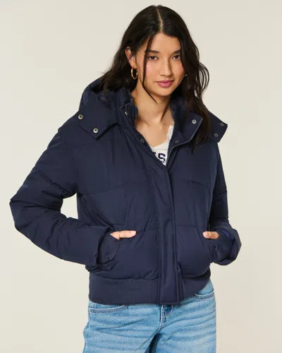 Hollister Feel Good Puffer Jacket In Blue