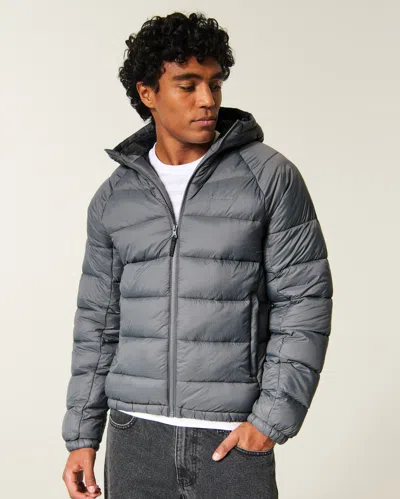 Hollister Feel Good Puffer Jacket In Gray