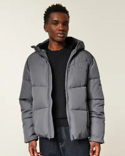 Hollister Feel Good Puffer Jacket In Gray