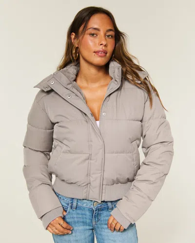 Hollister Feel Good Puffer Jacket In Gray