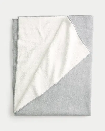 Hollister Feel Good Sherpa & Fleece Blanket In Gray
