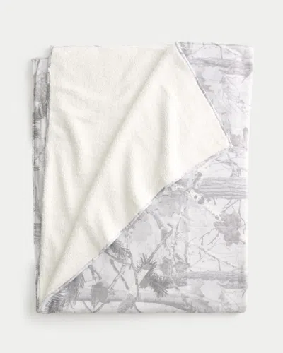 Hollister Feel Good Sherpa & Fleece Blanket In Gray