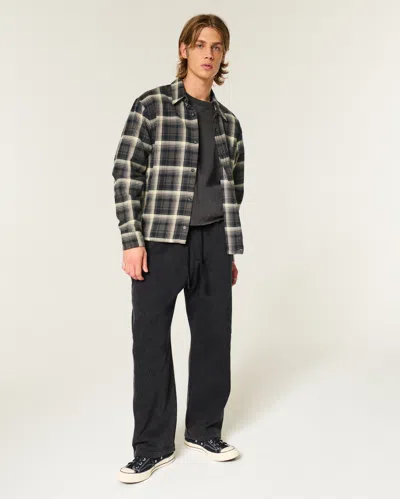 Hollister Flame Embroidery Baggy Sweatpants In Black