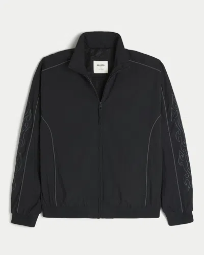 Hollister Flame Graphic Windbreaker In Black