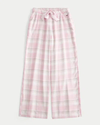 Hollister Flannel Satin Tie Wide-leg Pants In Pink