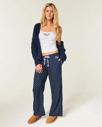 Hollister Flannel Wide-leg Class Of 2026 Graphic Pants In Blue