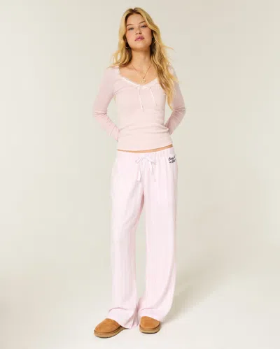 Hollister Flannel Wide-leg Class Of 2026 Graphic Pants In Pink