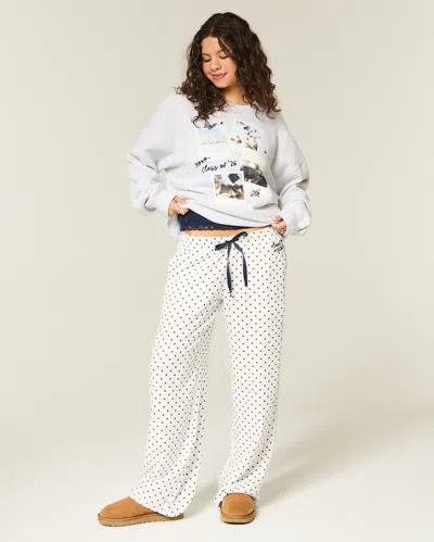 Hollister Flannel Wide-leg Class Of 2026 Graphic Pants In White