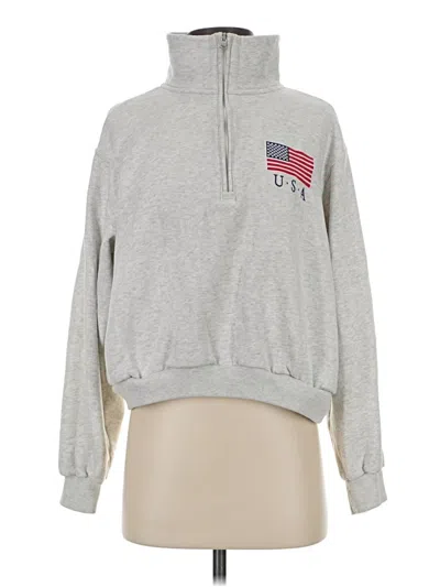 Pre-owned Hollister Fleece Jacket In Gray