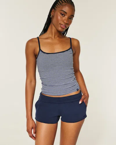 Hollister Fleece Mini Shorts In Blue