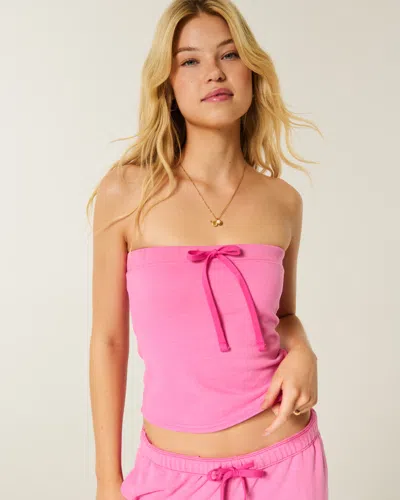 Hollister Fleece Tube Top In Pink