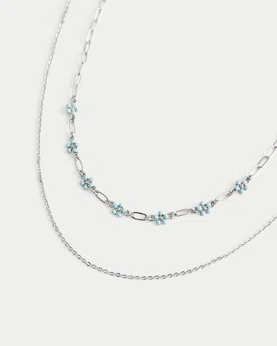 Hollister Floral Charm Necklace 2-pack In Purple