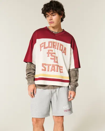Hollister Florida State University Seminoles Graphic Fleece Shorts In Gray