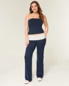 Hollister Foldover Waist Knit Flare Pants In Blue